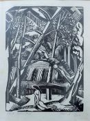 PAUL NASH (1889-1946) British, Black Poplar Pond 1922, woodcut, edition of 50,