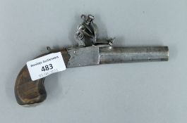 An 18th century flintlock pocket pistol. 16.5 cm long.