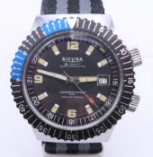 A vintage Sicura 400 vacuum tested GMT Automatic Divers wristwatch, boxed. 4.25 cm wide.