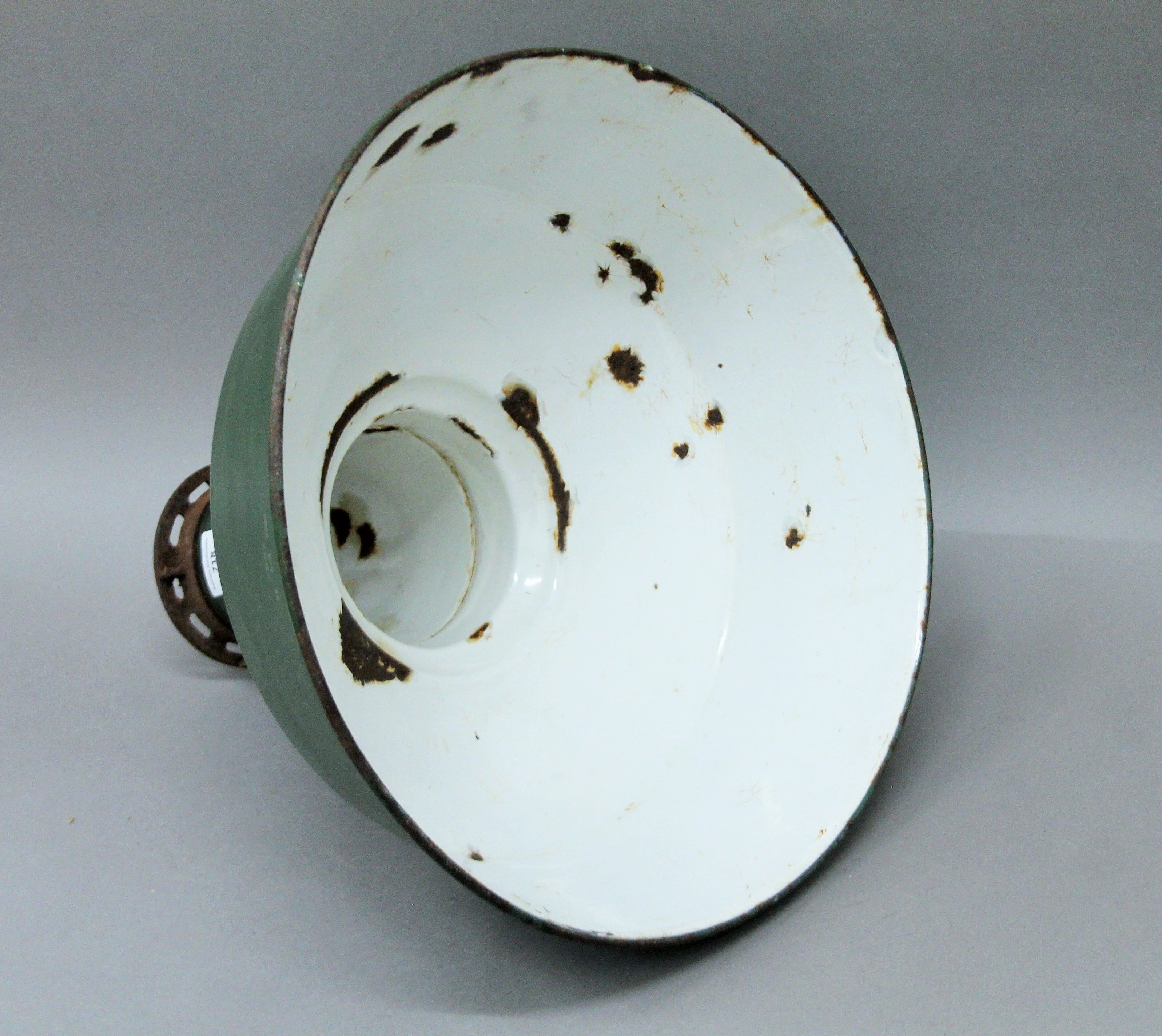 A GEC enamel pendant light shade. 45 cm diameter. - Image 3 of 4