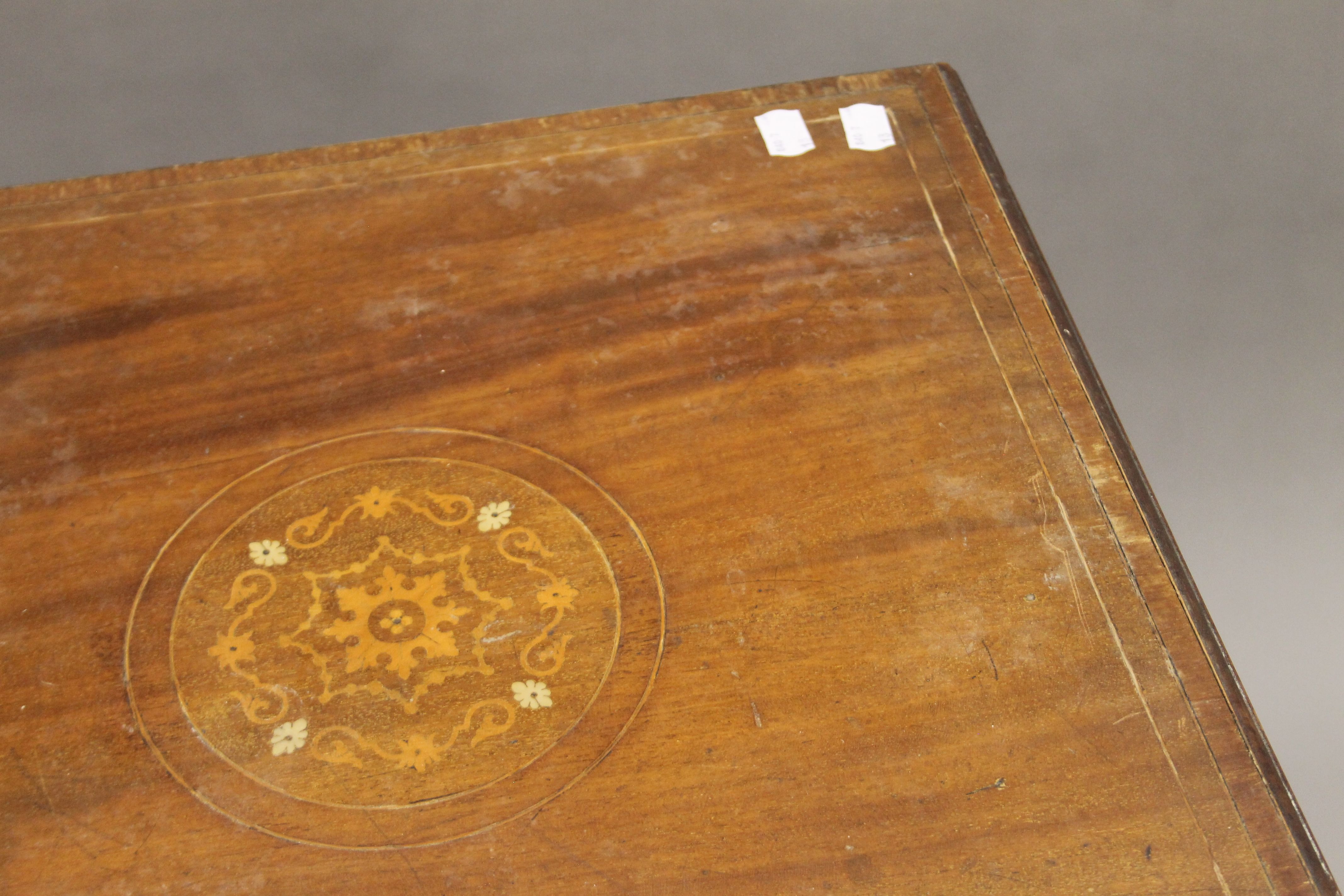A Victorian inlaid mahogany revolving bookcase. 47.5 cm square. - Image 3 of 6