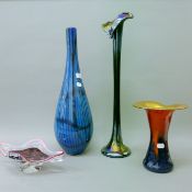 Four Art glass vases. The largest 60.5 cm high.