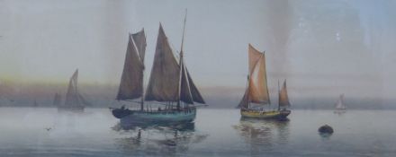 GARMAN MORRIS, Off Yarmouth, watercolour, framed and glazed. 70 x 28 cm.