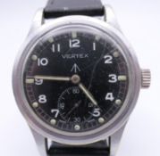 A gentlemen's Vertex military wristwatch, the reverse inscribed W.W.