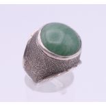 A silver jade ring. Ring M/N.