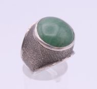 A silver jade ring. Ring M/N.
