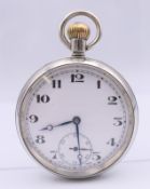 An unmarked silver open face pocket watch with Helvetia Koh-I-Noor 15 jewel movement,