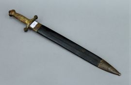A 19th century brass handled sword in scabbard. 65 cm long.