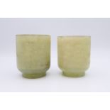 A pair of Chinese hardstone wine cups. 5.5 cm high.