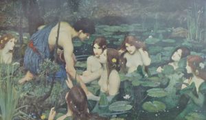 JOHN WILLIAM WATERHOUSE, Hylas and the Nymphs, print, framed and glazed. 27 x 16 cm.