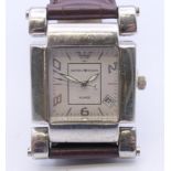 An Emporio Armani gentlemen's wristwatch. 3.5 cm wide.