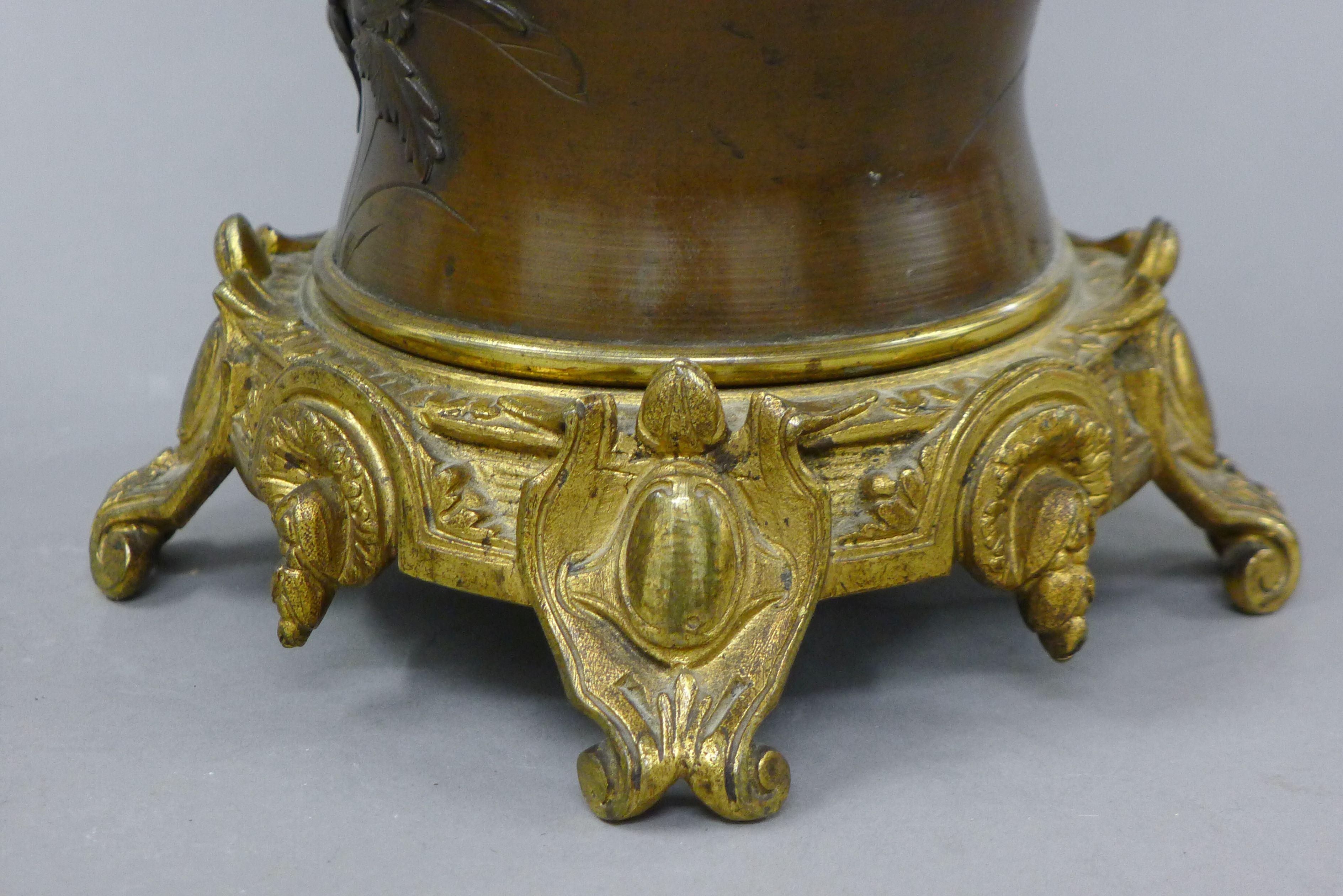 A Japanese bronze lamp. 45 cm high. - Image 4 of 6