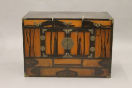 A Korean brass bound wooden chest. 80 cm wide.