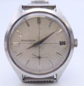 A 1960's Jaeger Le Coultre gentlemen's stainless steel wristwatch. 3.5 cm wide.