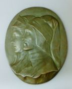 A late 19th/early 20th century Continental bronzed plaque depicting Dante and Beatrice. 15.