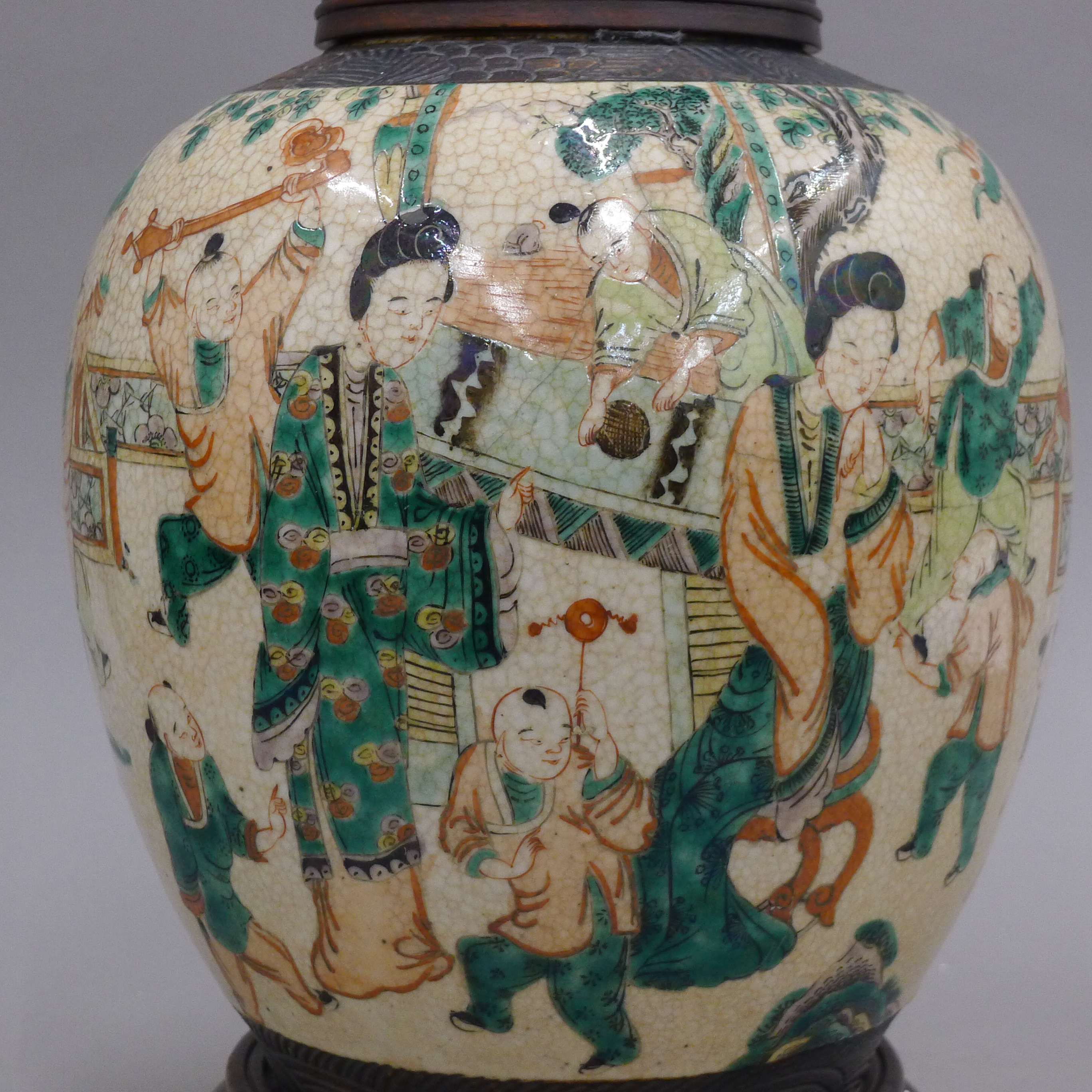 A Chinese crackle glaze porcelain lamp. 42 cm high. - Image 6 of 12