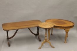 Two 20th century coffee tables and a wine table. The largest 90 cm long.