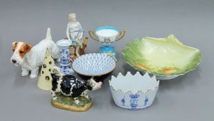 A box of decorative porcelain, including Minton.