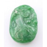 A jadite green pendant. 4.5 cm high.