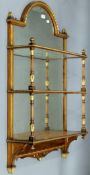 A 19th century satinwood mirrored wall shelf. 66.5 cm wide.