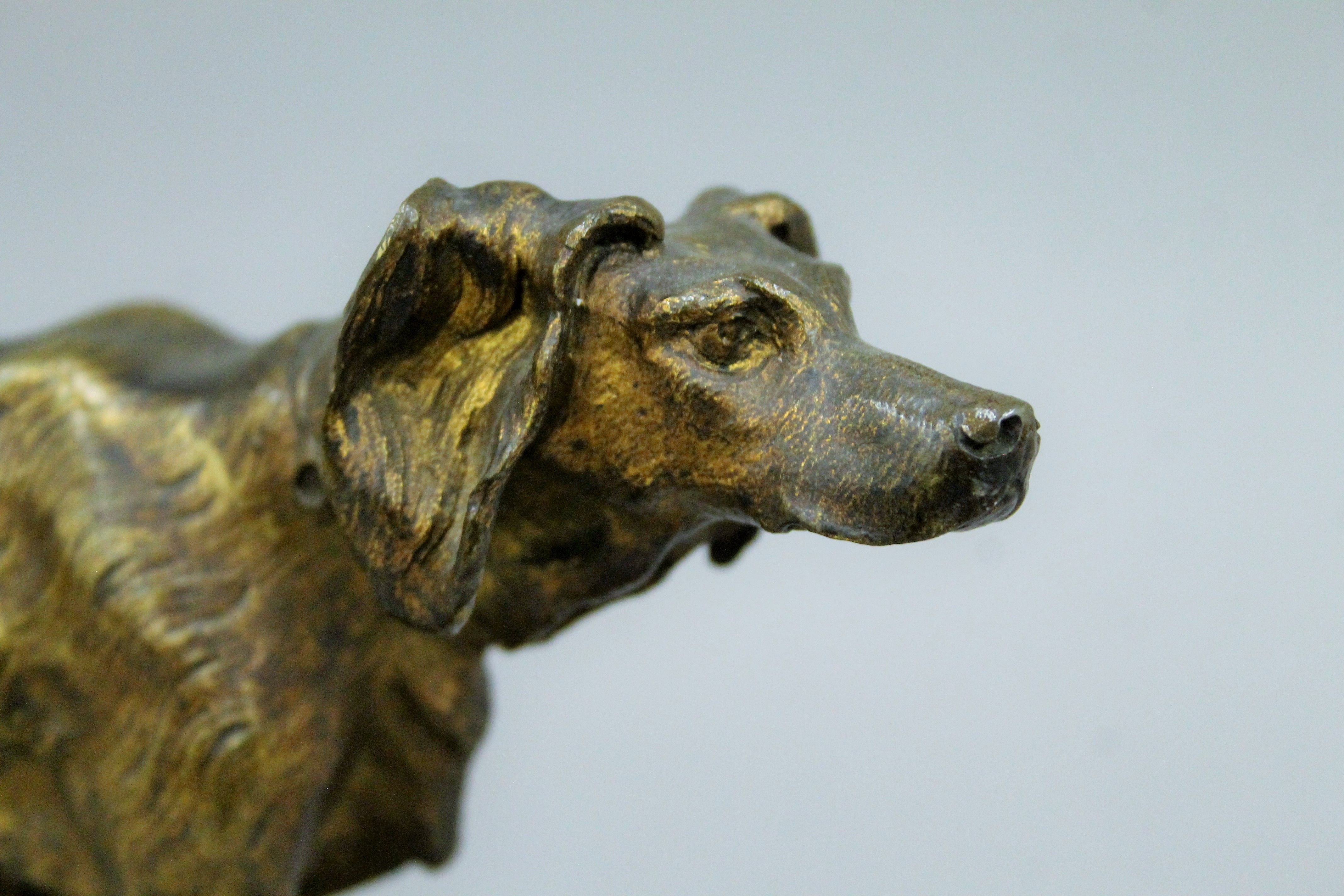 A patinated bronze model of a retriever. 32 cm long. - Image 4 of 4