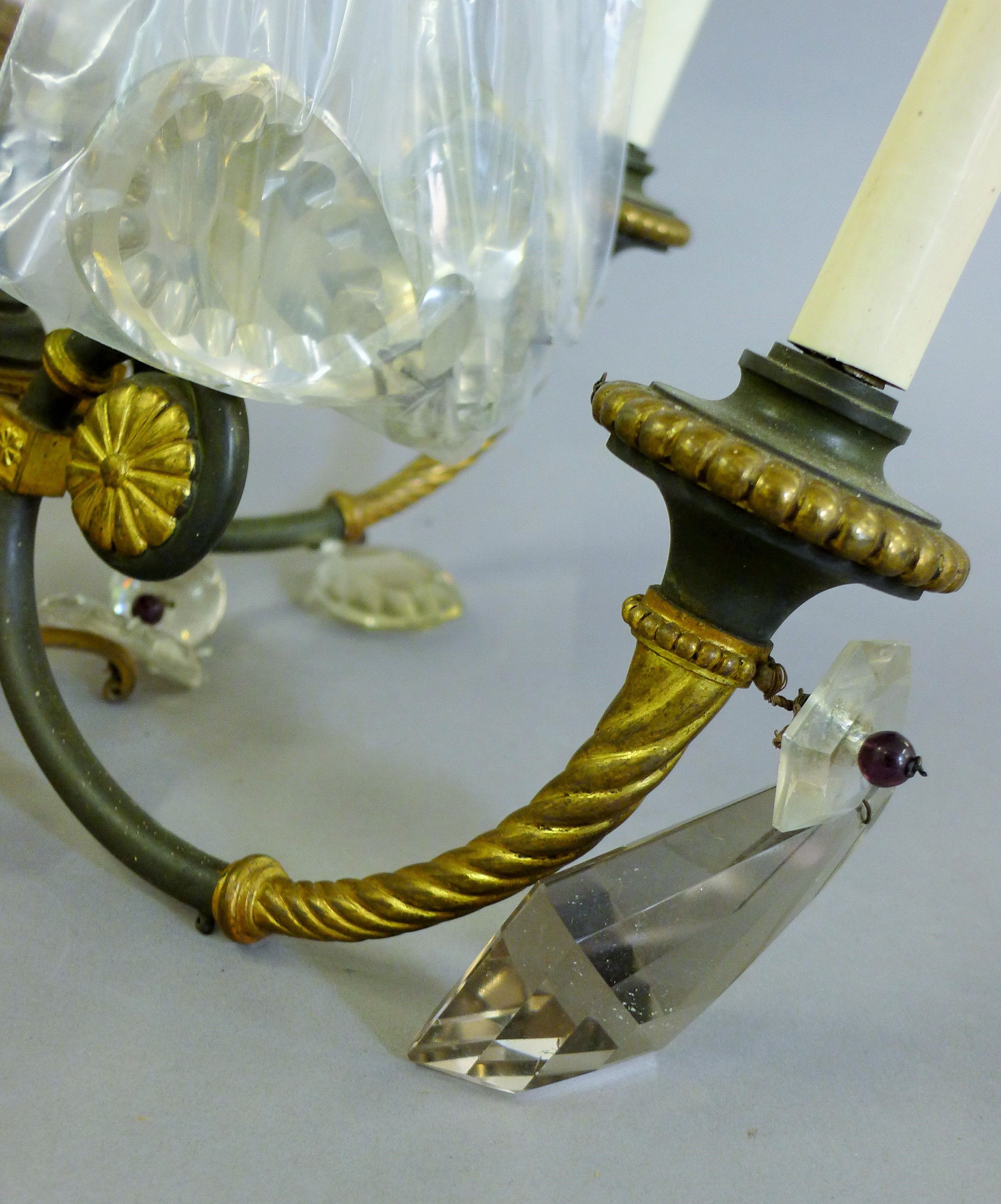 A bronze and cut glass chandelier. Approximately 70 cm high. - Image 3 of 3