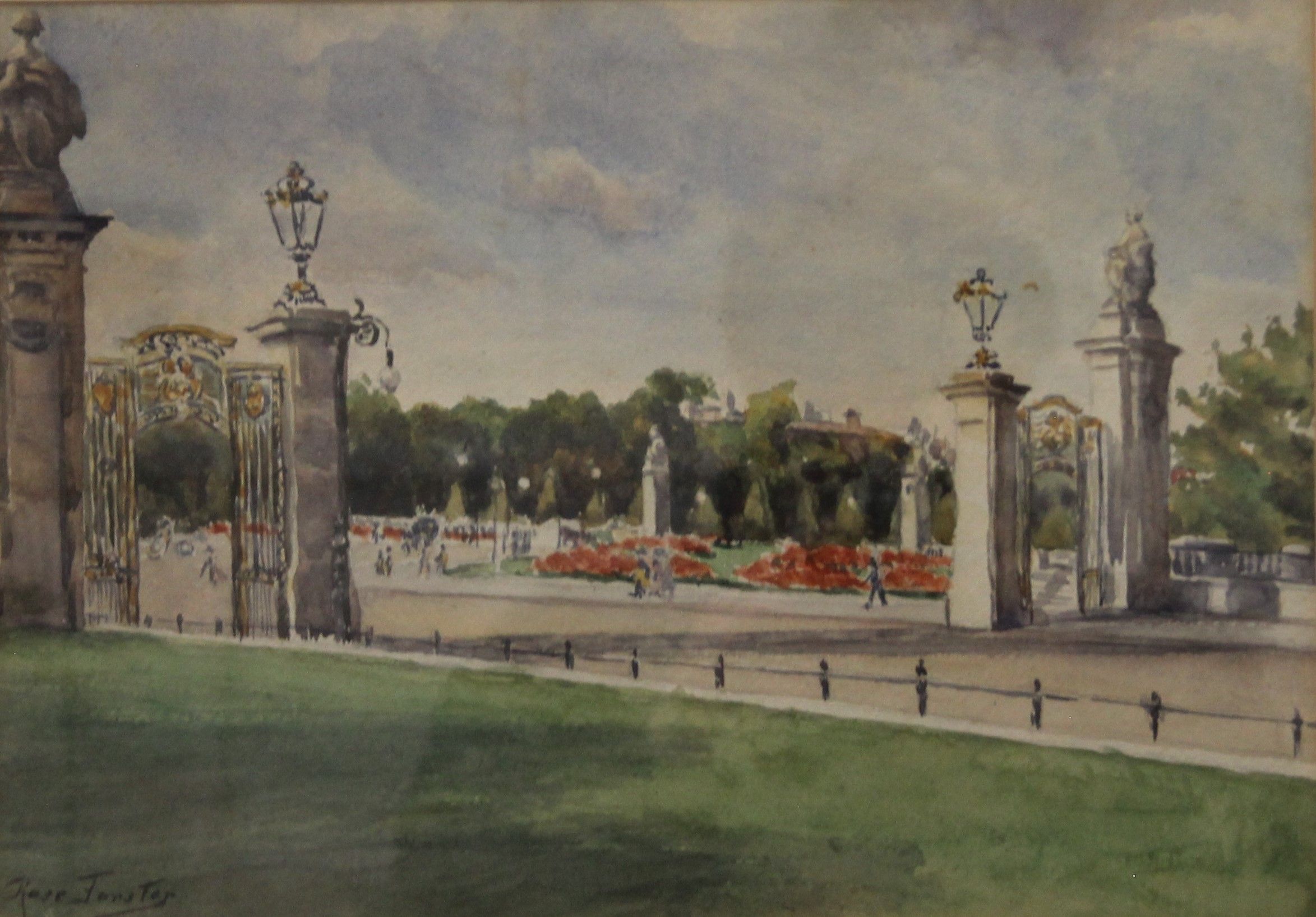 ROSE FORSTER (20th century) British, Buckingham Palace, watercolour, signed, framed and glazed.