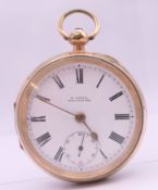 A late 19th/early 20th century gold filled open face pocket watch,