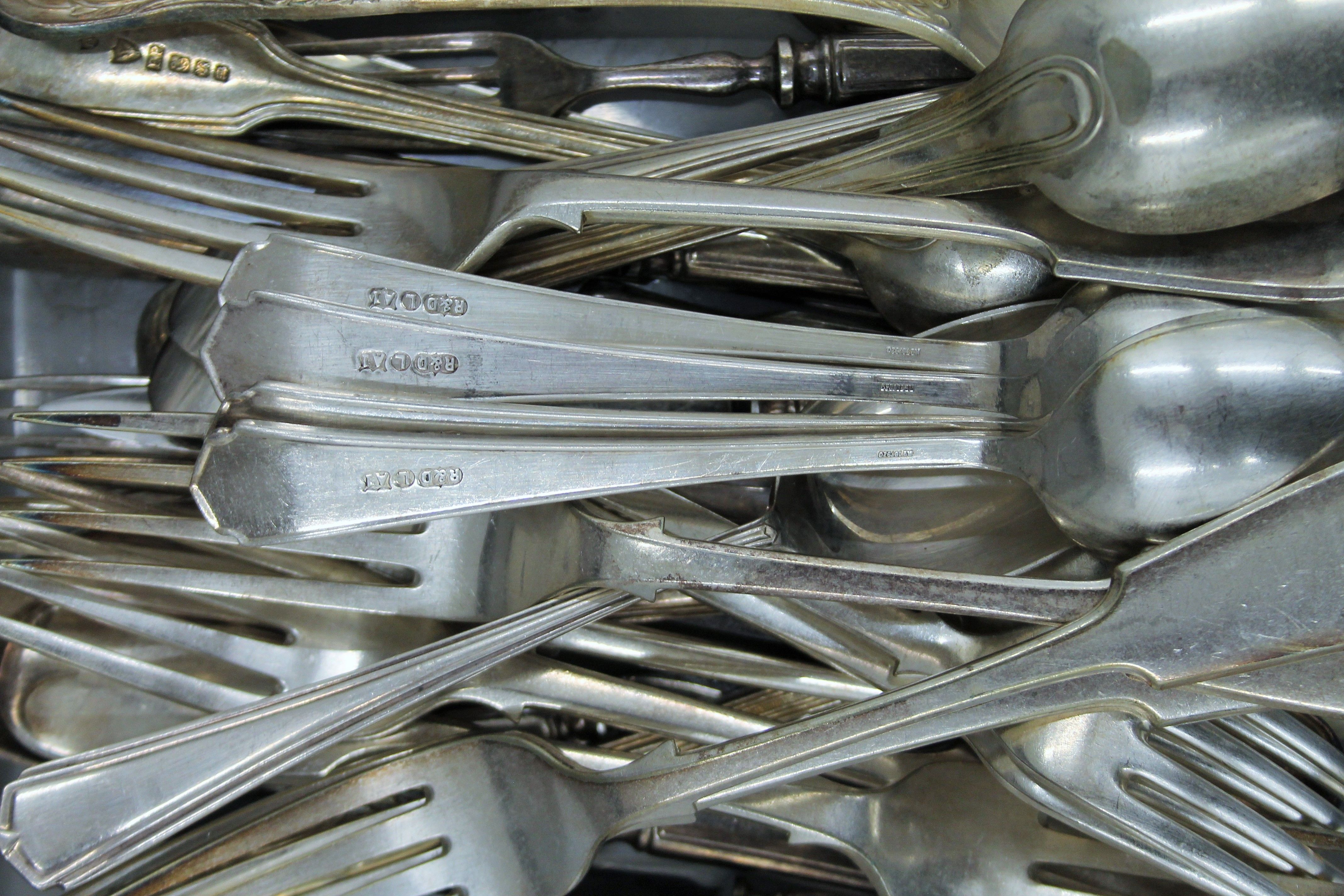 Two cased sets of silver handled knives and various plated cutlery. - Image 2 of 7