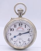 A plated pocket watch made for the Indian Railways, the face inscribed ''Gujarat Mail''.