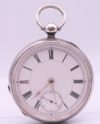 A silver cased Waltham ''The Piccadilly'' open face pocket watch. 5 cm diameter.