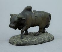 A 19th century bronze model of a bison. 10.5 cm long.