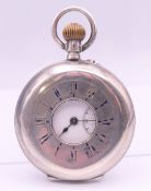 A silver half hunter pocket watch, the interior inscribed 'Mitcheson North Shields, Swiss Made'. 4.