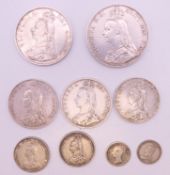 A quantity of Victorian silver coins. 104.7 grammes.