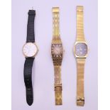 Three gentlemen's wristwatches - Accurist, Shanon and Rotary. The former 3 cm wide.