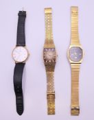 Three gentlemen's wristwatches - Accurist, Shanon and Rotary. The former 3 cm wide.