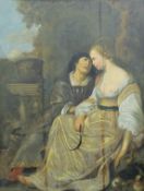 CONTINENTAL SCHOOL (18th/19th century), Seated Lovers, oil on panel, framed. 69 x 92 cm.