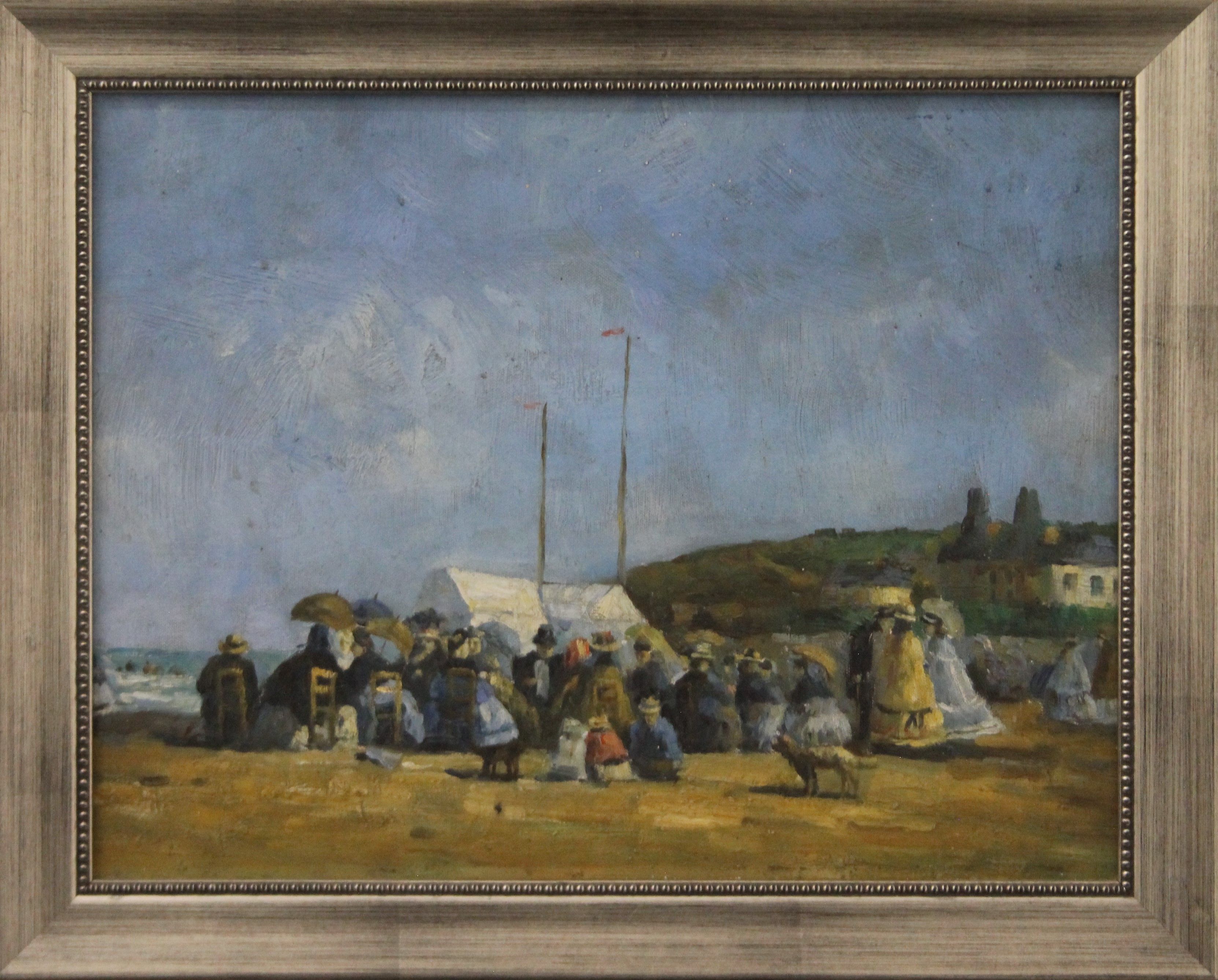 A Victorian Beach Scene, oil on canvas laid down, framed. 40.5 x 31 cm. - Image 2 of 2