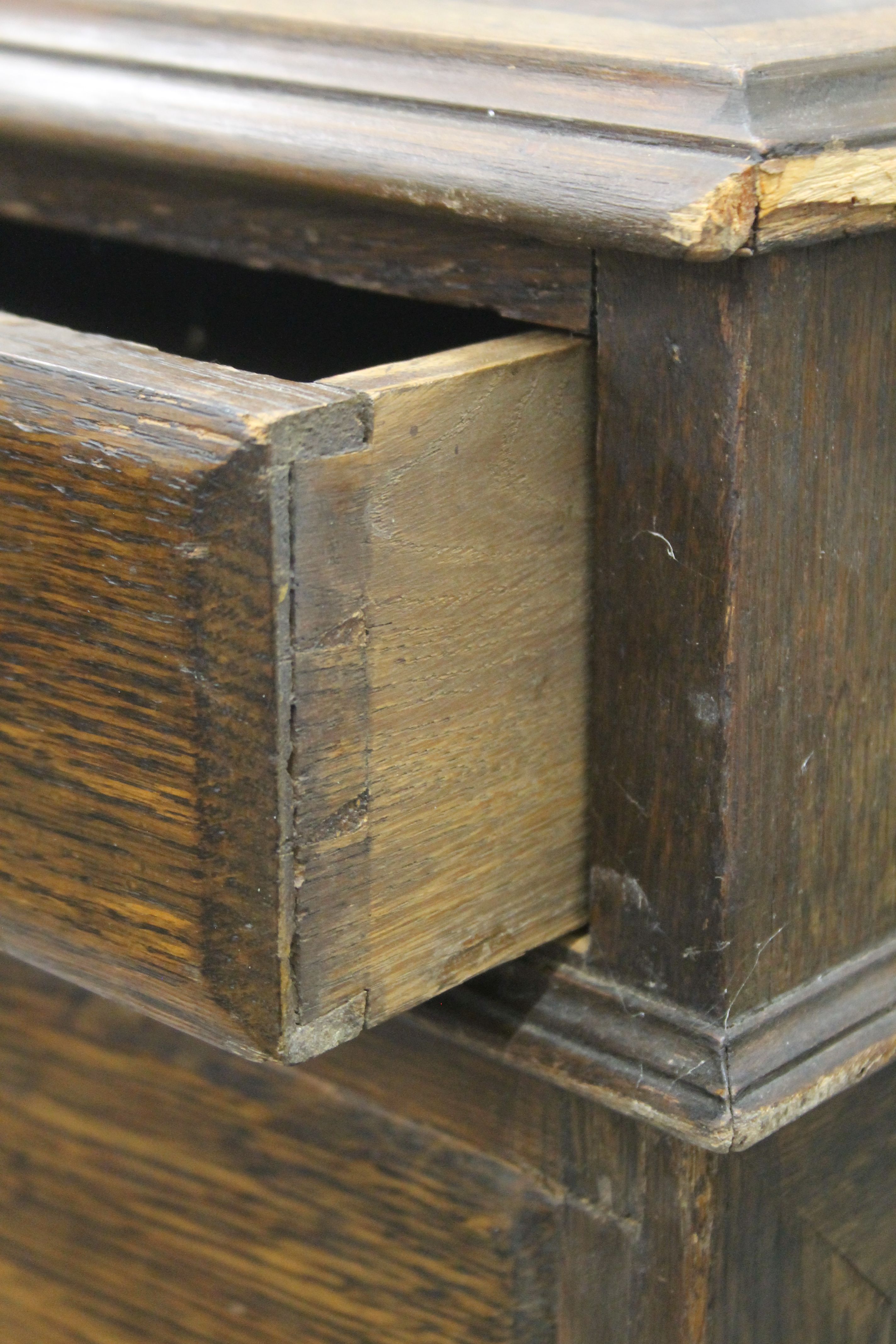 An early 20th century oak partner's desk. 182 x 123 cm. - Image 6 of 8