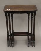 An early 20th century nest of three mahogany tables. The largest 48 cm wide.