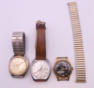 Three gentlemen's wristwatches - Ingersoll, Revelex and Oris. The former 3.25 cm wide.