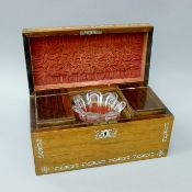 A Victorian mother of pearl inlaid rosewood tea caddy. 30.5 cm wide.