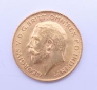 A 1912 gold half sovereign.