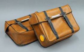 A pair of Euro Design leather panniers. 36 cm long.