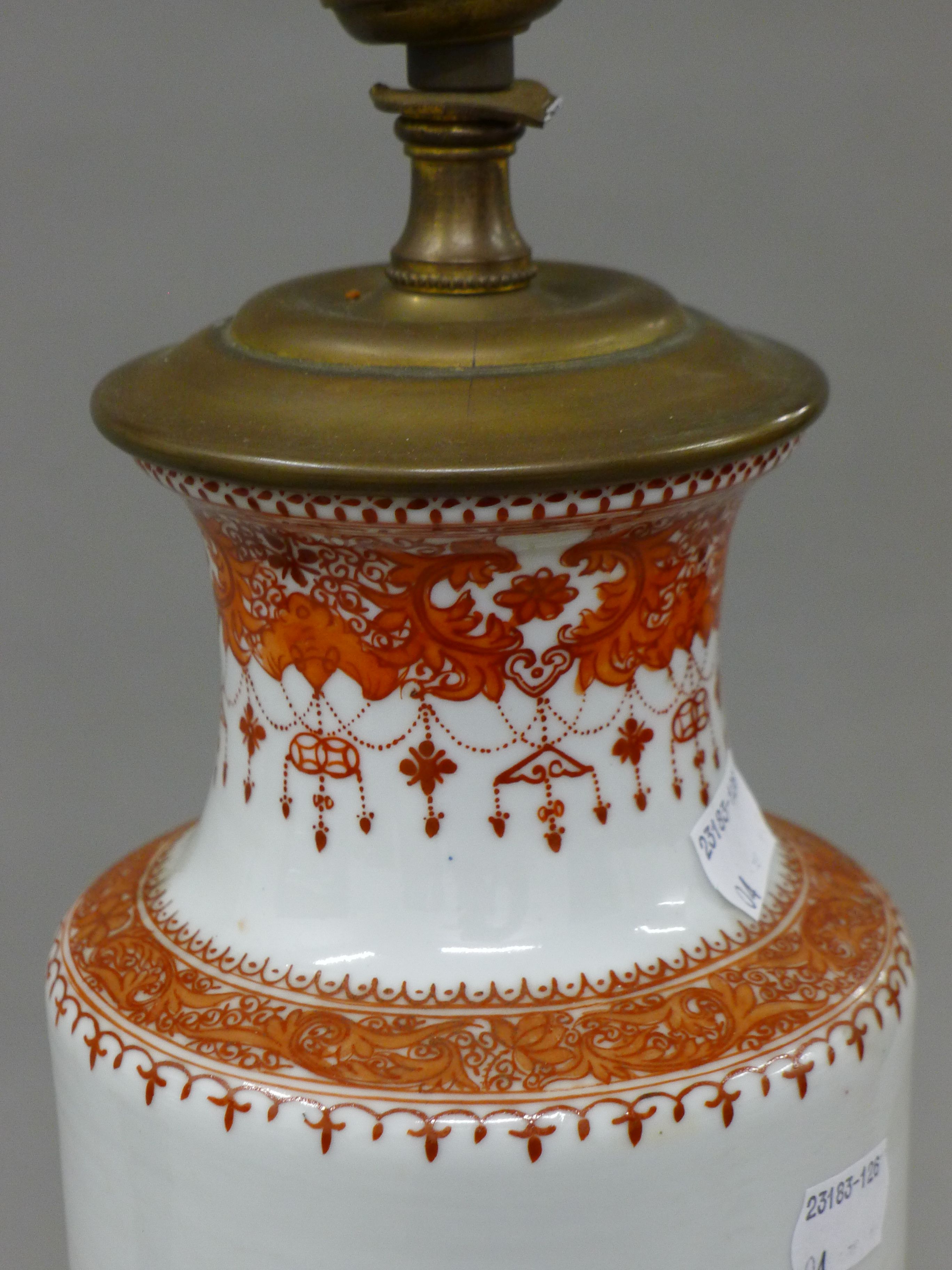 A Chinese Republic porcelain lamp. 48 cm high. - Image 6 of 6