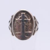 A Scottish Iona silver ring. Ring size J/K.