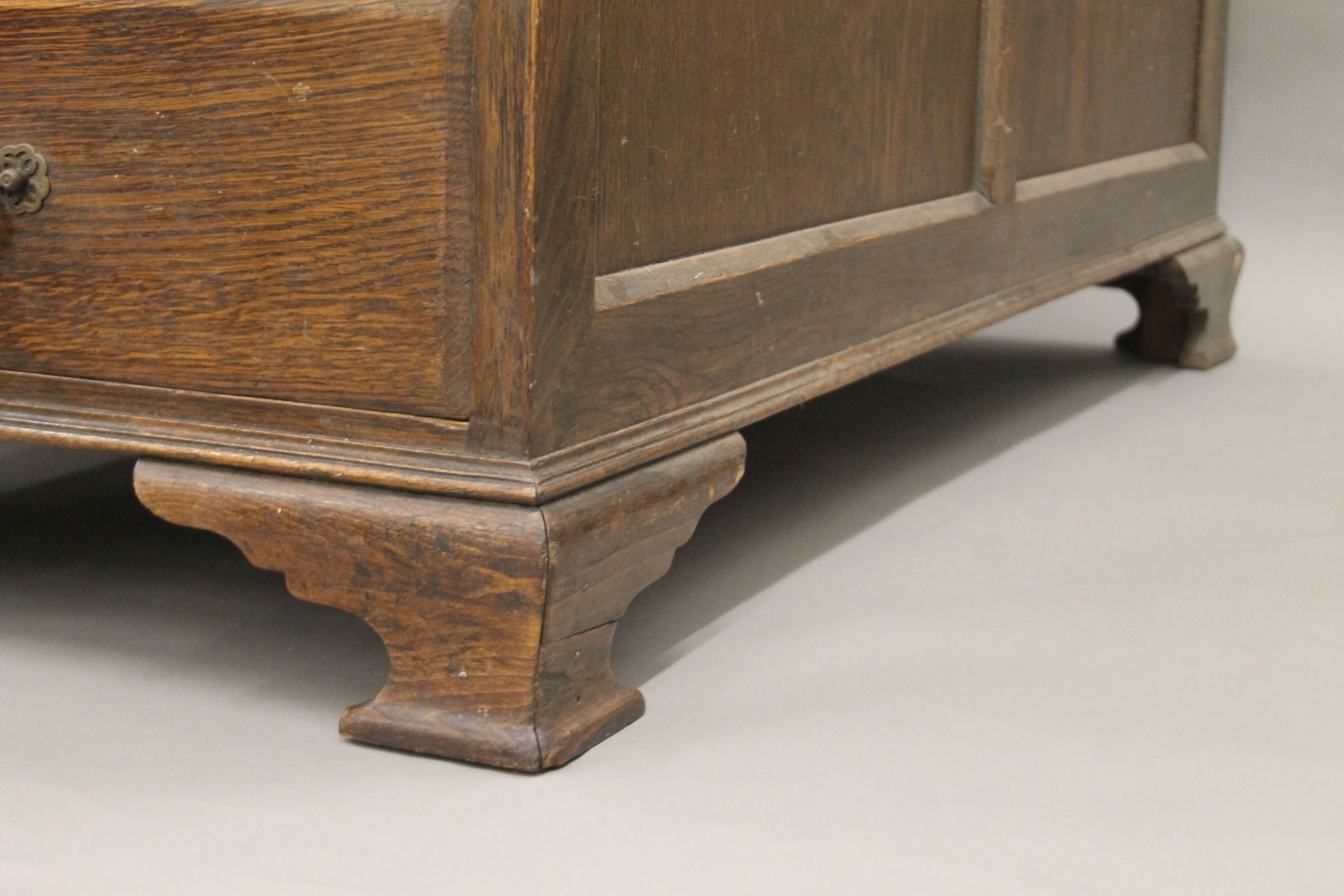 An early 20th century oak partner's desk. 182 x 123 cm. - Image 7 of 8