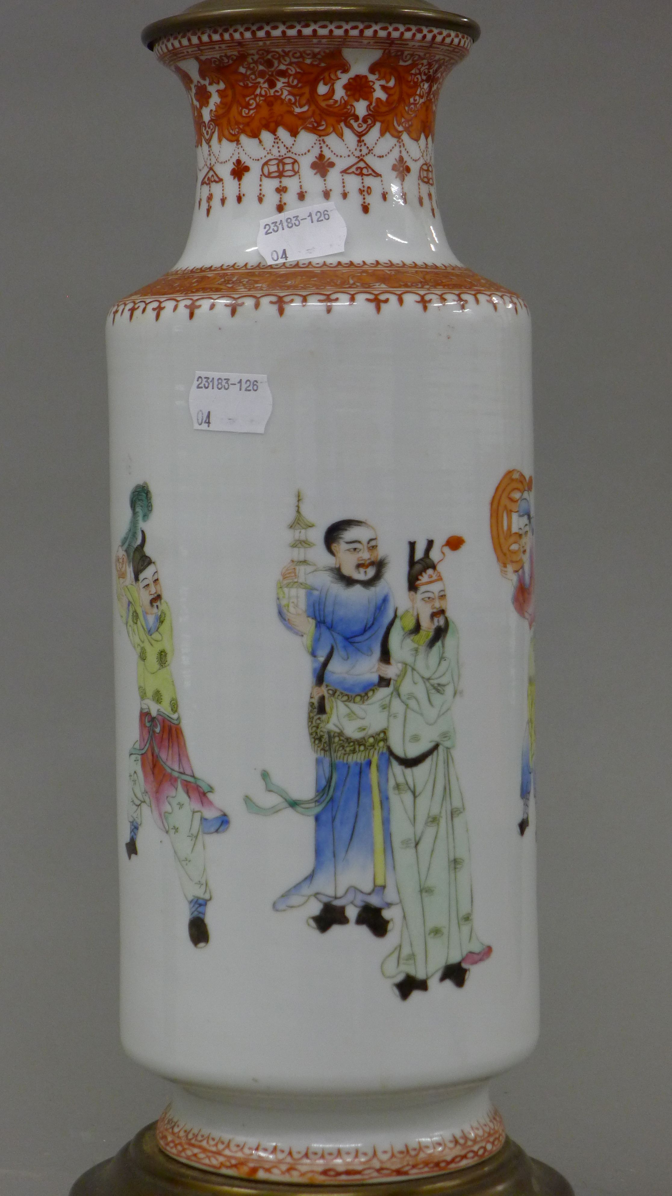 A Chinese Republic porcelain lamp. 48 cm high. - Image 3 of 6