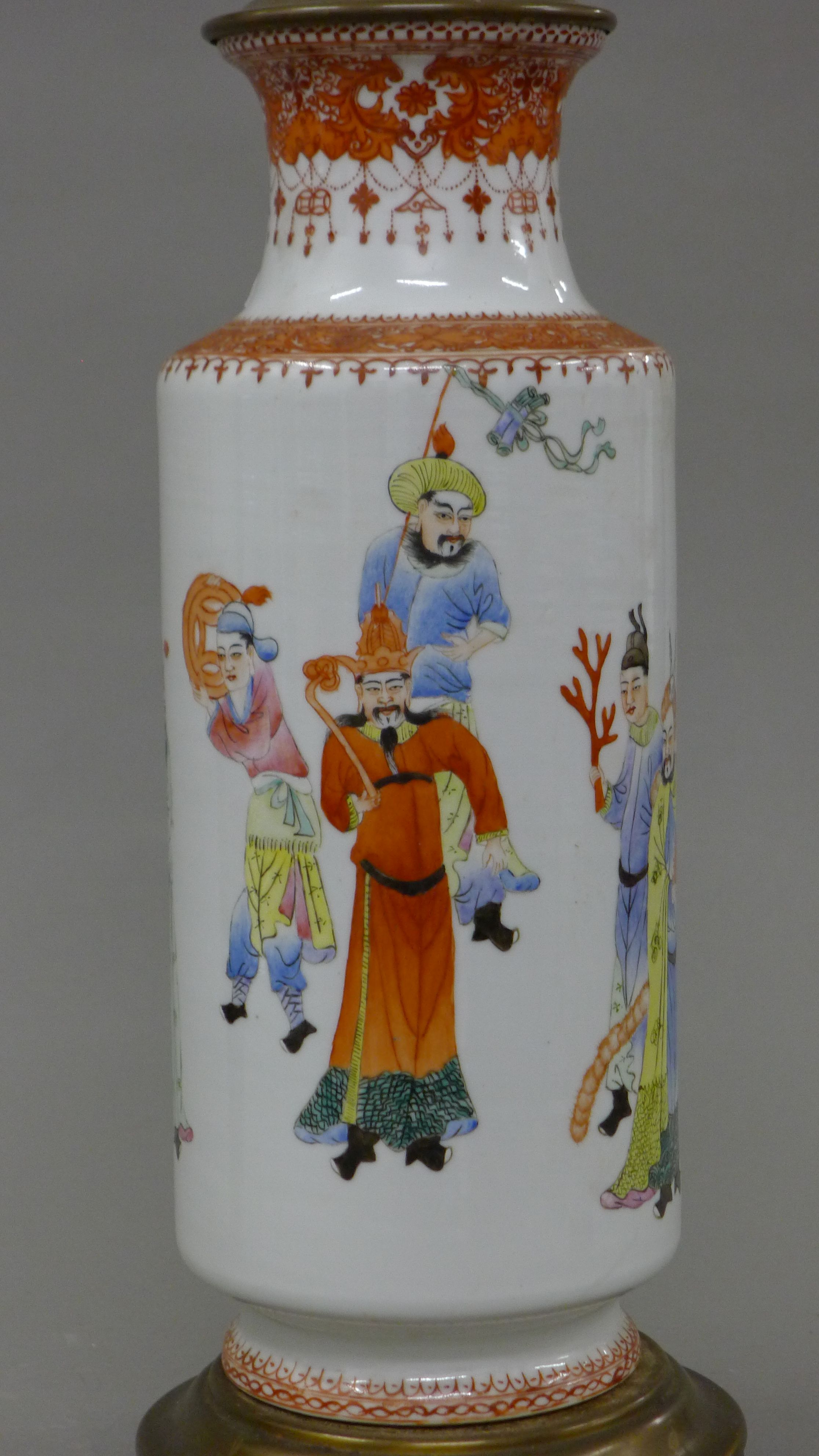 A Chinese Republic porcelain lamp. 48 cm high. - Image 2 of 6