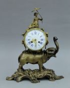 A bronze elephant clock. 44 cm high.